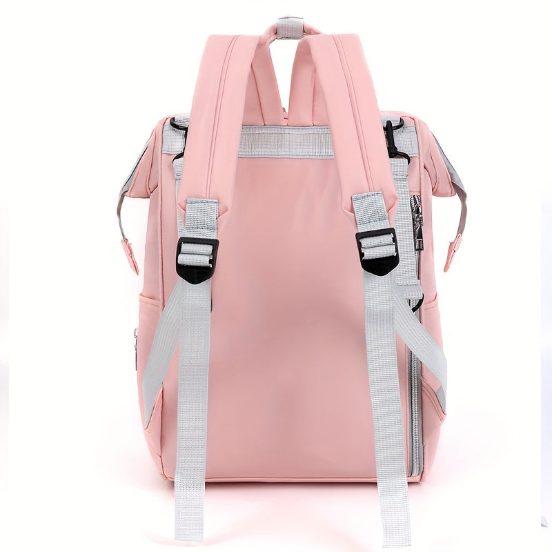 Stylish Solid Color Mommy Backpack - Adjustable Strap, Water-Resistant, Polyester Lining, Zipper Closure, Functional Diaper Daypack for Outdoor Adventures - Perfect for Occasional Use