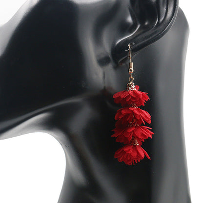 Fashion simple fabric flower earrings