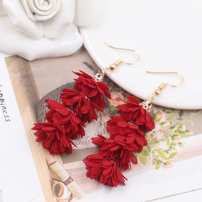 Fashion simple fabric flower earrings