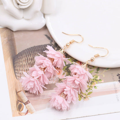 Fashion simple fabric flower earrings