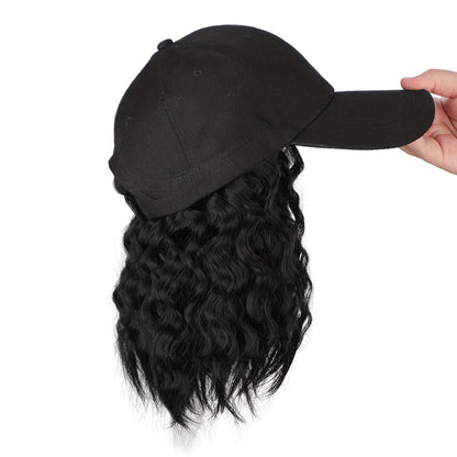 Everyday Glam Baseball Cap with Wavy Hair Extensions: Adjustable, Fits All, Perfect for Women