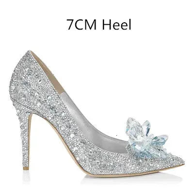 5cm7cm9cm Wedding Shoes est Rhinestone High Heels Women Pumps Pointed toe Woman Crystal Party 240615