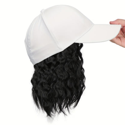 Everyday Glam Baseball Cap with Wavy Hair Extensions: Adjustable, Fits All, Perfect for Women