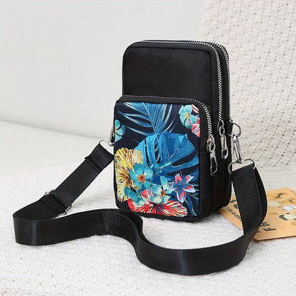 Mini Crossbody Cellphone Bag, Fashion Nylon Shoulder Bag, Women's Casual Handbag, Coin Purse & Wallet (8.89cm X 16.76cm X 5.84cm)