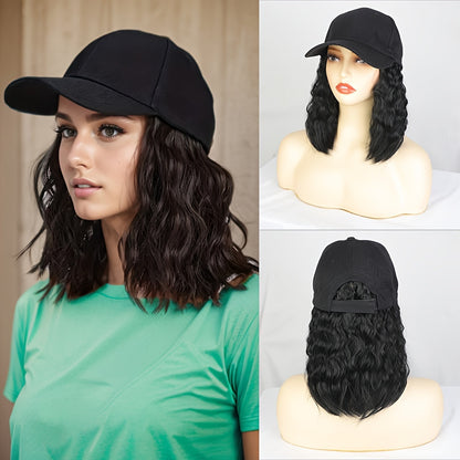 Everyday Glam Baseball Cap with Wavy Hair Extensions: Adjustable, Fits All, Perfect for Women