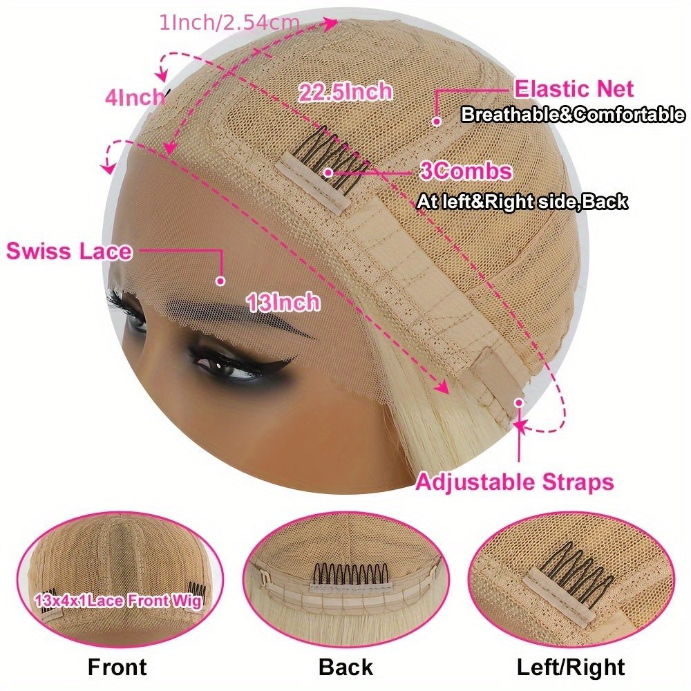 32 Inch Blonde Bombshell - Glueless Synthetic Lace Front Wig with Heat Resistant Fibers for Effortless Style - Long, Straight & Natural - Perfect for Daily Wear, Parties, & Cosplay Fun