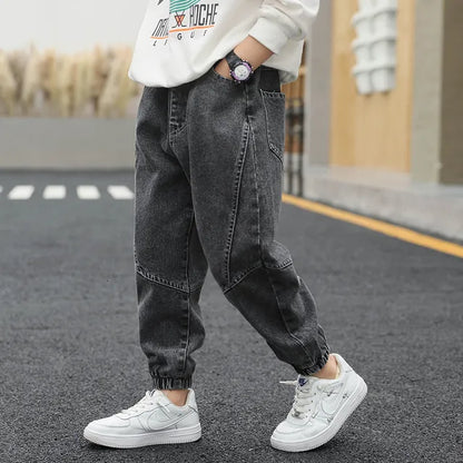 Jeans Children's clothing casual jeans Boys' jeans Denim cotton Autumn winter elastic waist jeans Children's casual pants 4 6 8 10 12 years 230406