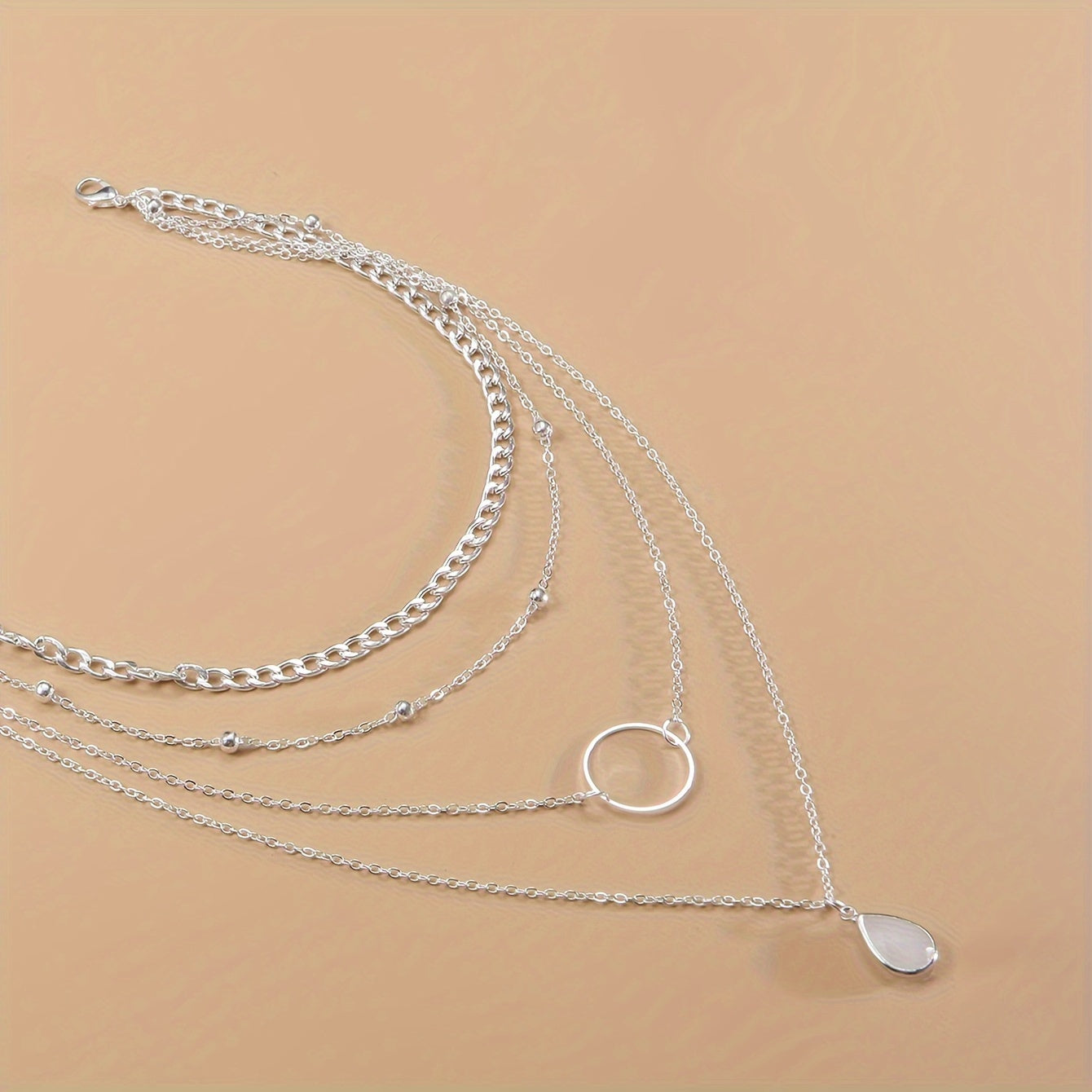 Exquisite Multilayer Circle Water Drop Chain Necklace Women's Necklace Jewelry Gift