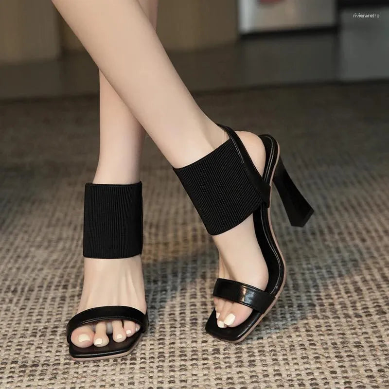 Dress Shoes  Summer Fashion Sandals Square Toe Open Buckle Strap High Heel Casual Outdoor Large Beach 35-42