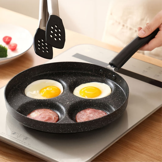 1pc Omelette Pan Mini Four Hole Flat Bottom Small Frying Pan, Breakfast Egg Dumplings Nonstick Pancake Frying Egg Mold, Kitchenware, Cookware