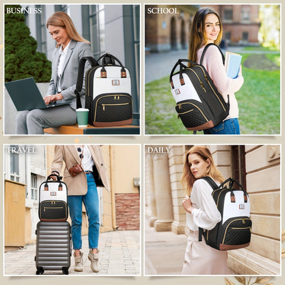 2pcs Stylish Water-Resistant Laptop Backpack Set for Women - Spacious, Lightweight, and Adjustable - Ideal for Daily Commute, Work, Business, Travel, and College with Dedicated Laptop Compartment and Multiple Pockets