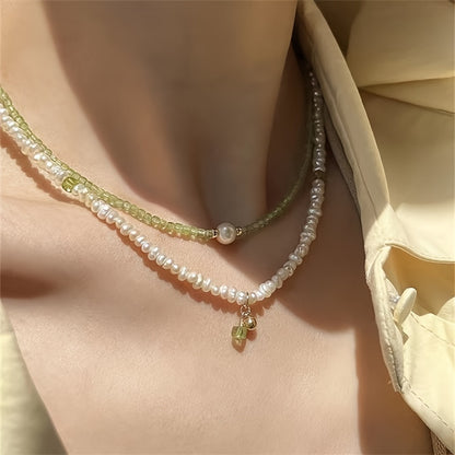 1 Piece Of Women's Handmade Beaded Pearl Necklace With A Bohemian Style Fresh Collarbone Chain For Daily Travel Wear And Accessories