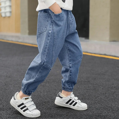 Jeans Children's clothing casual jeans Boys' jeans Denim cotton Autumn winter elastic waist jeans Children's casual pants 4 6 8 10 12 years 230406