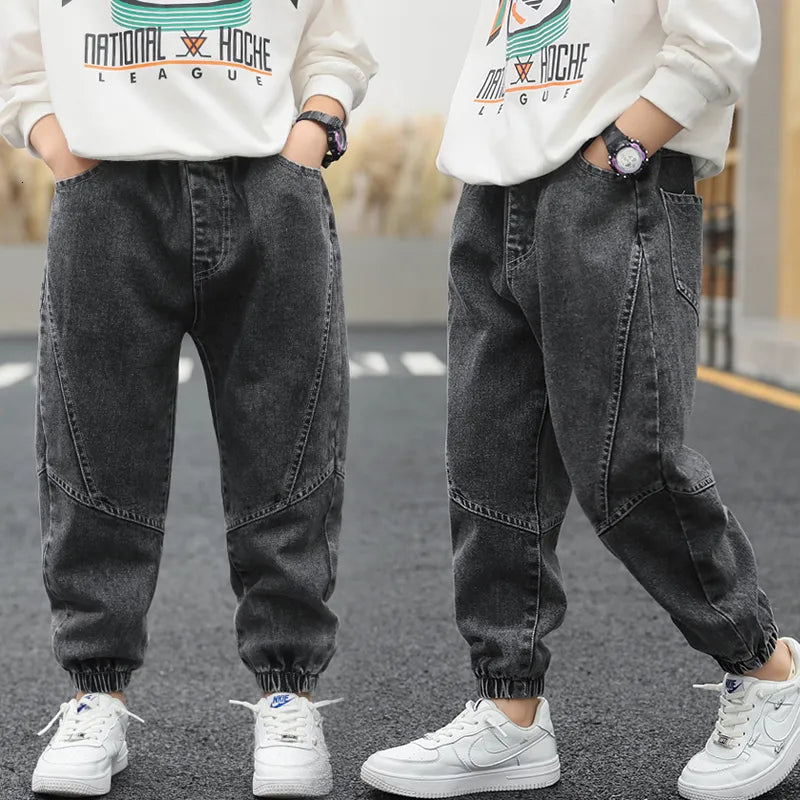 Jeans Children's clothing casual jeans Boys' jeans Denim cotton Autumn winter elastic waist jeans Children's casual pants 4 6 8 10 12 years 230406