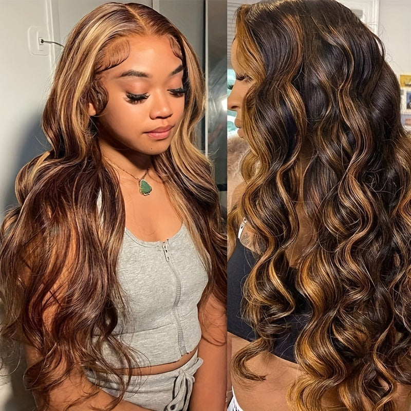 Body Wave P4/27 Highlight Wig Human Hair Wigs For Women Ombre 13x4 Lace Frontal Wigs