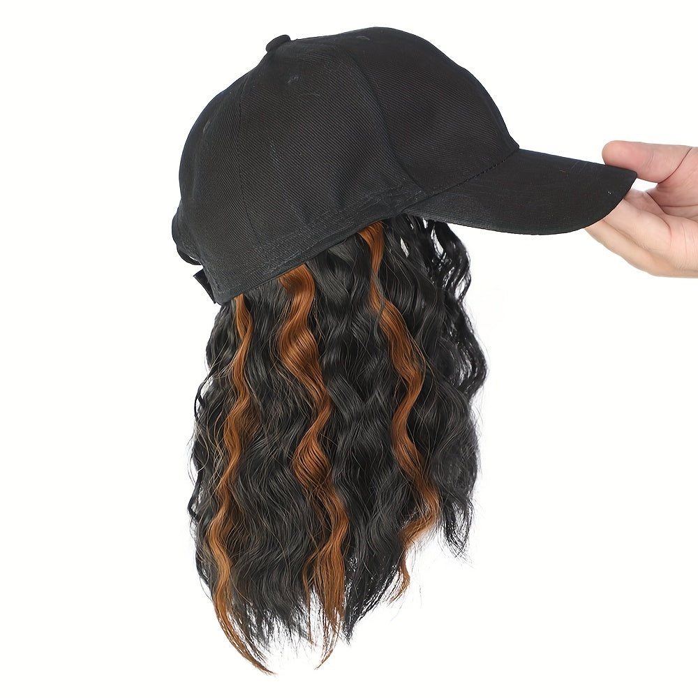 Everyday Glam Baseball Cap with Wavy Hair Extensions: Adjustable, Fits All, Perfect for Women