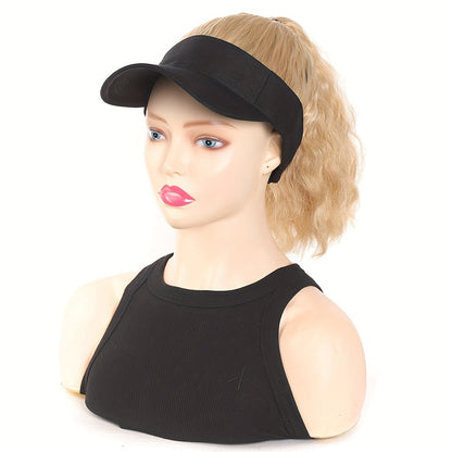 Women's High Temperature Fiber Synthetic Curly Wave Ponytail Wig with Adjustable Buckle Net Baseball Cap - Sporty Sun-Protective Style Suitable for All People