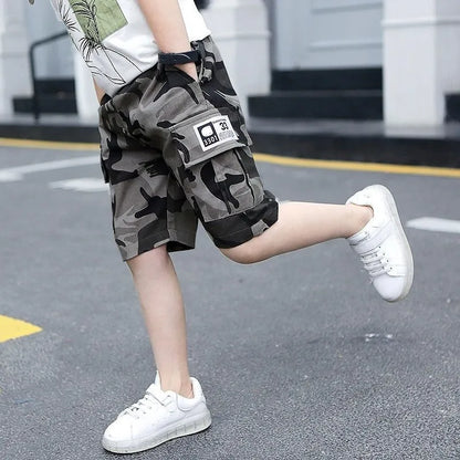 Shorts Baby Boy Shorts Summer Boys Sports Camouflage Loose Shorts Elastic Waist Teen Trousers Children's Clothes 2-14 Years Old 230419