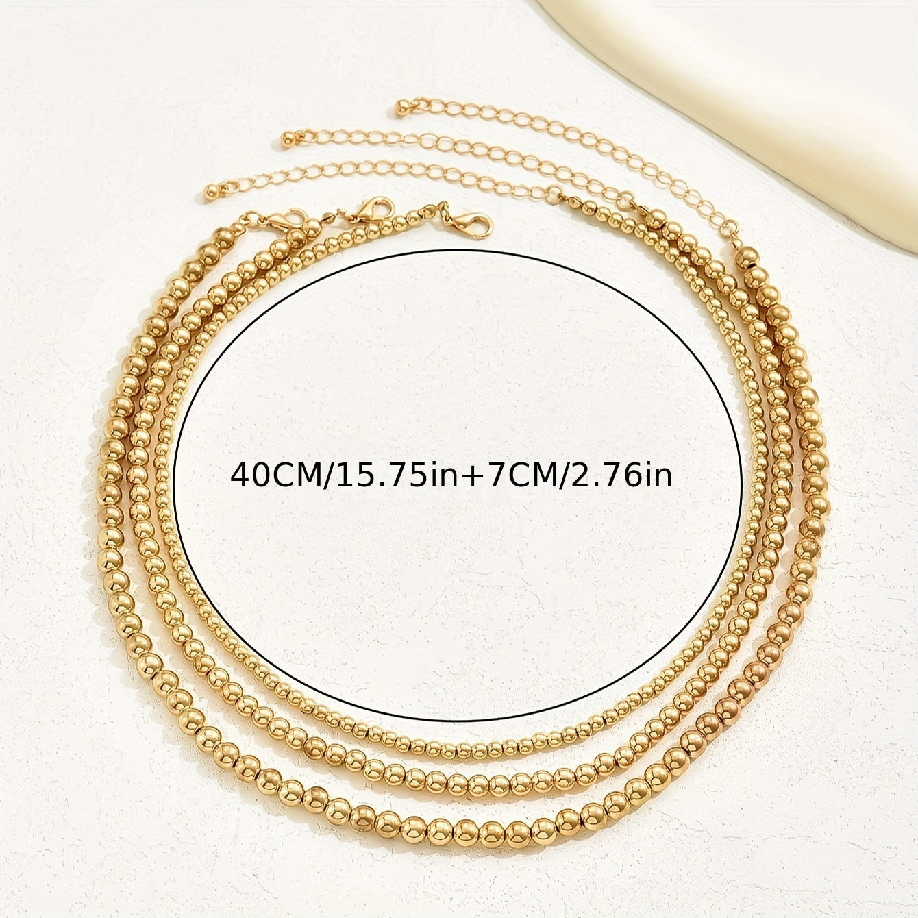 3pcs/Set Boho Luxury Golden CCB Beaded Necklace Women's Charm Jewelry Christmas New Year Gift New Year Gathering Dating Party Necklace