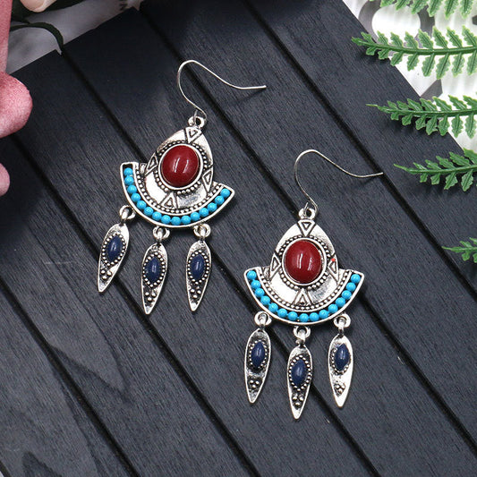 Creative alloy tassel long earrings