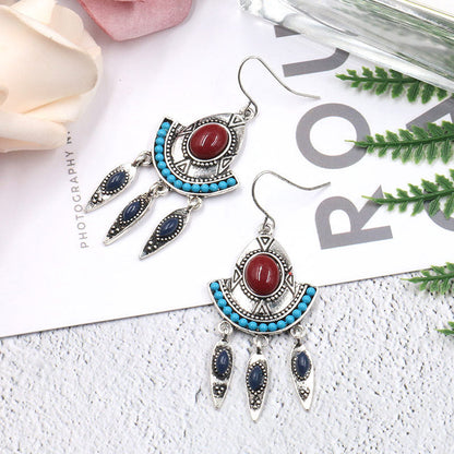 Creative alloy tassel long earrings