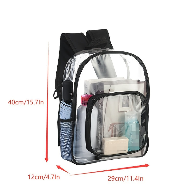 Ultra-Durable Clear Backpack - Crystal-Clear Transparent Design for Easy Item Visibility - Perfect for School Students and Teachers, Ideal for Work Commutes and Business Travel, Great for Stadium Events and Outdoor Activities, Suitable for Travel and Adve