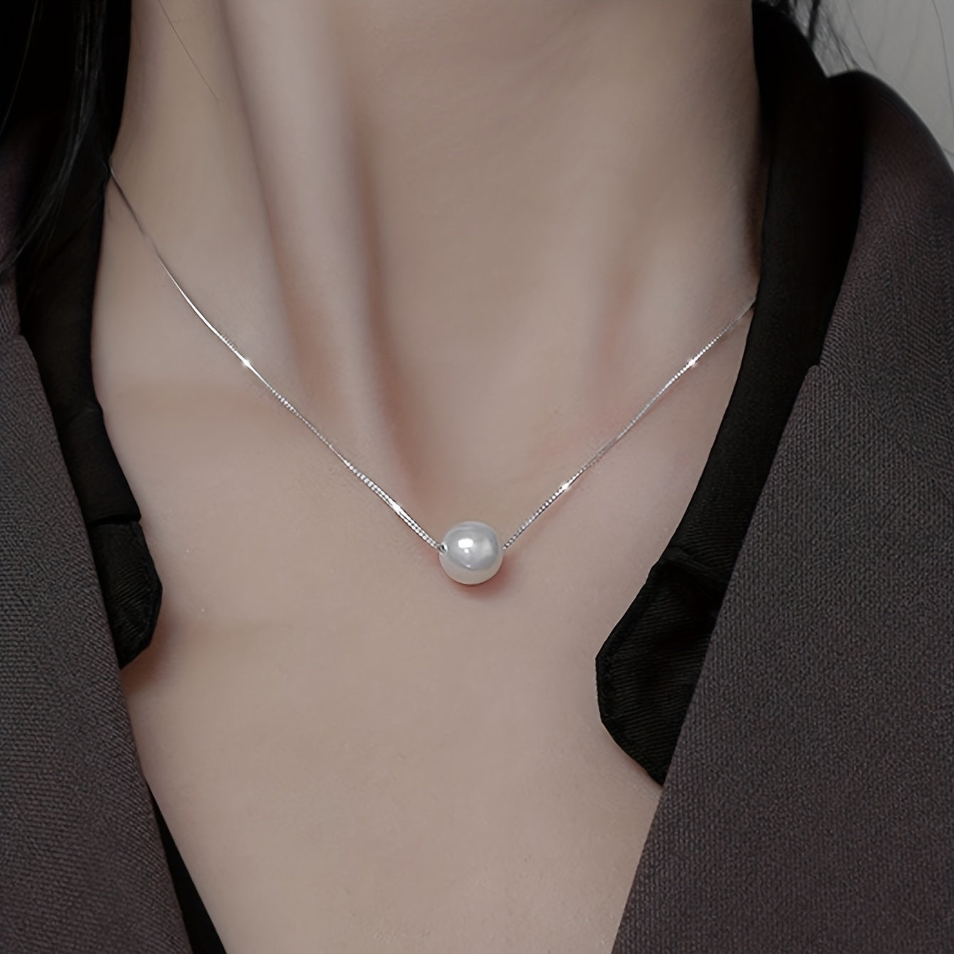 Elegant Faux Pearl Decor Necklace Slivery Clavicle Chain Light Luxury Necklace Accessories For Women