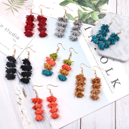 Fashion simple fabric flower earrings