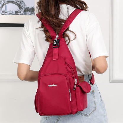 Backpack Women's Dual-Use Chest Bag Korean-Style Large Capacity Multi-Functional Messenger Bag Travel Small Backpack Factory Direct Sales