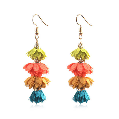 Fashion simple fabric flower earrings