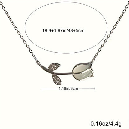 Delicate Elegant Tulip Pendant Necklace Clavicle Chain Female Daily Wear Neck Jewelry Gift