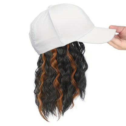 Everyday Glam Baseball Cap with Wavy Hair Extensions: Adjustable, Fits All, Perfect for Women