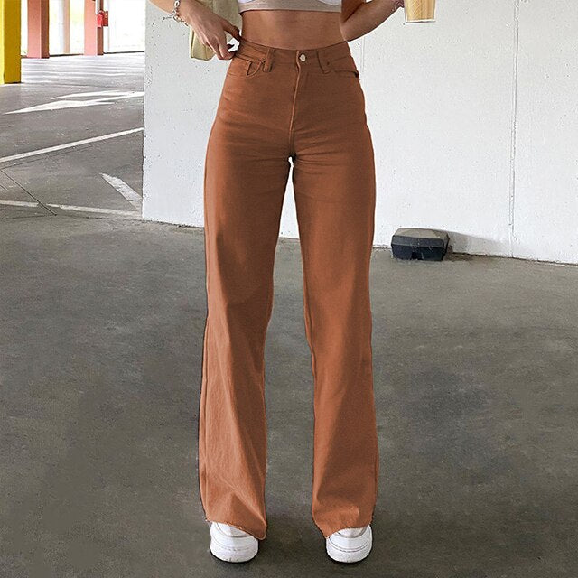 funninessgames Low Waist Straight Pants Women Casual Trousers Wide Leg Pants Solid Slim Trousers Women Stretch Jeans Fashion Pantalones