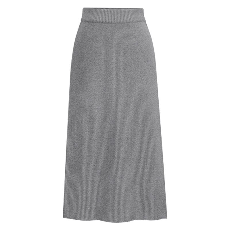 funninessgames Knitted Pleated Skirt Long Women  Autumn Winter Warm Skirts Womens Thicken High Waist Knit Skirt Female A-Line Slim Skirts