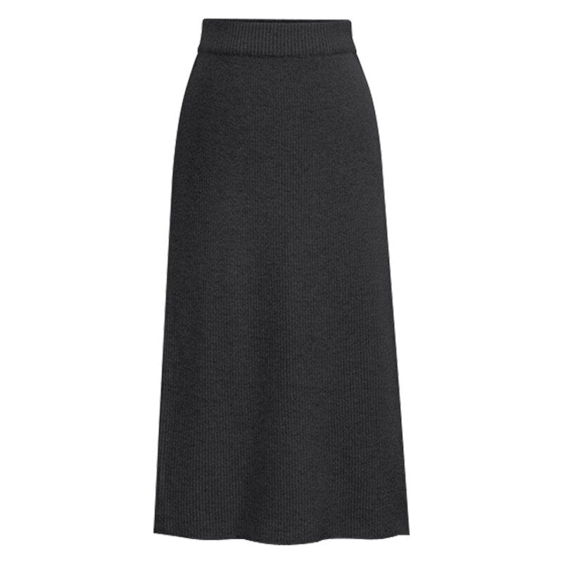 funninessgames Knitted Pleated Skirt Long Women  Autumn Winter Warm Skirts Womens Thicken High Waist Knit Skirt Female A-Line Slim Skirts