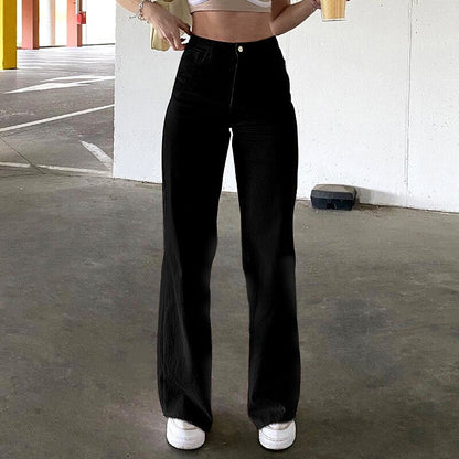 funninessgames Low Waist Straight Pants Women Casual Trousers Wide Leg Pants Solid Slim Trousers Women Stretch Jeans Fashion Pantalones