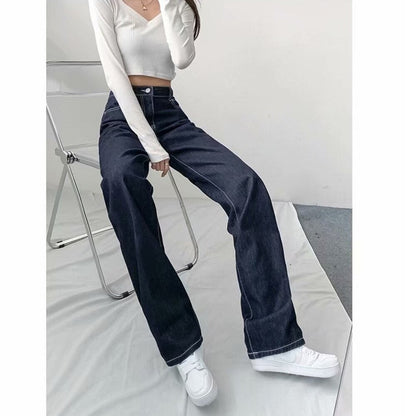 funninessgames Women Pant Woman Jeans High Waist Denim Pants Wide Leg Denim Clothing Blue Jeans Vintage Quality  Fashion Straight Pants