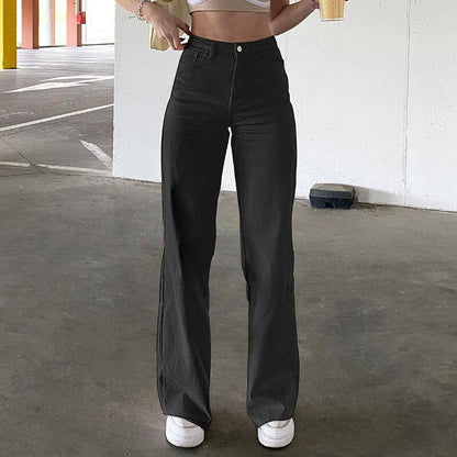 funninessgames Low Waist Straight Pants Women Casual Trousers Wide Leg Pants Solid Slim Trousers Women Stretch Jeans Fashion Pantalones