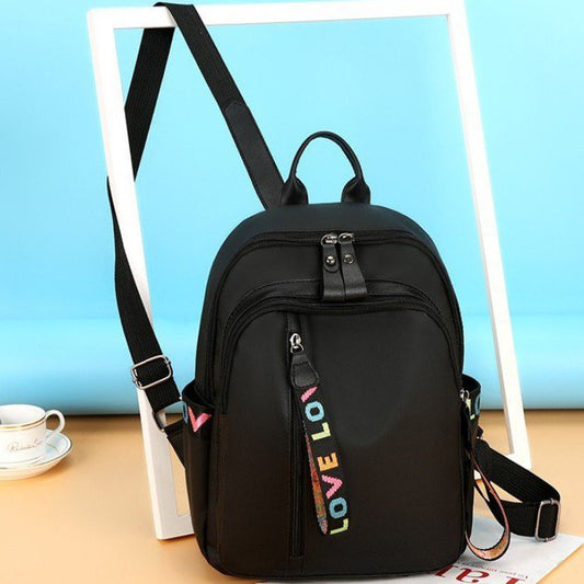 Fashion Crossbody Travel Bag College Style Lightweight Schoolbag Oxford Cloth Backpack Large Capacity Black Women's Business Travel