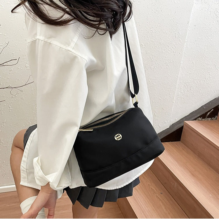 New Cross-Border Bag Simple Solid Color Nylon Cloth Bag Casual Simple Shoulder Bag Large Capacity Multi-Compartment Small Square Bag