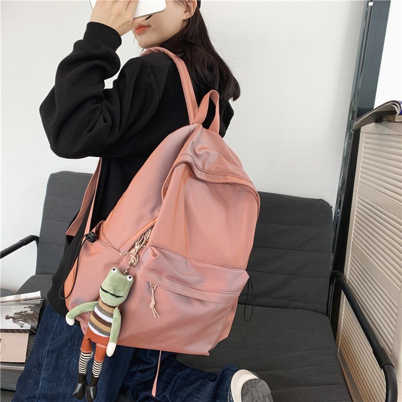 Korean Harajuku Junior's Schoolbag Men's and Women's Ins Simple Solid Color Waterproof Backpack Large Capacity Campus Backpack