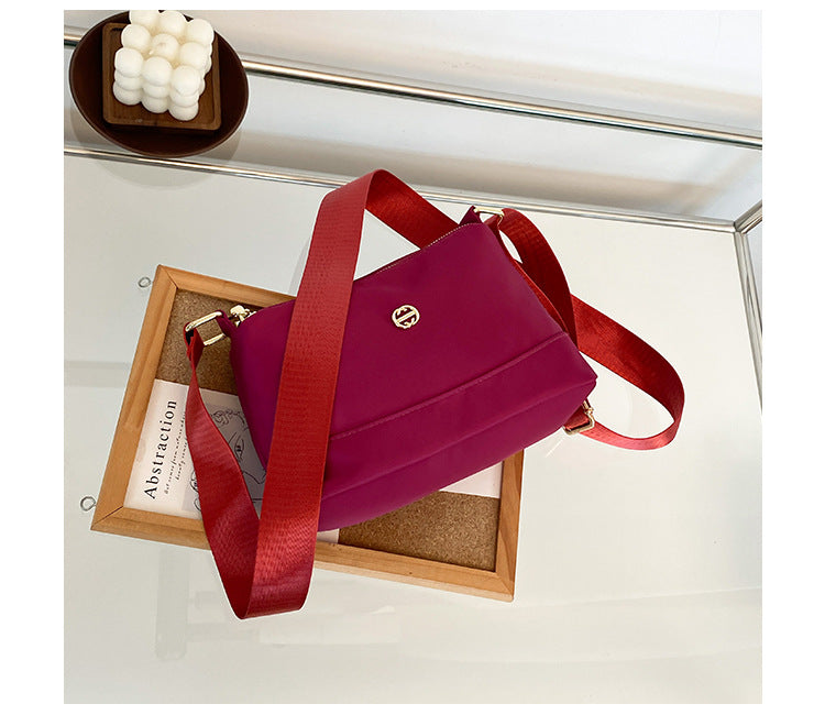 New Cross-Border Bag Simple Solid Color Nylon Cloth Bag Casual Simple Shoulder Bag Large Capacity Multi-Compartment Small Square Bag