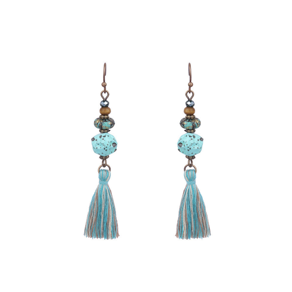 Geometric retro tassel openwork earrings