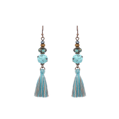 Geometric retro tassel openwork earrings