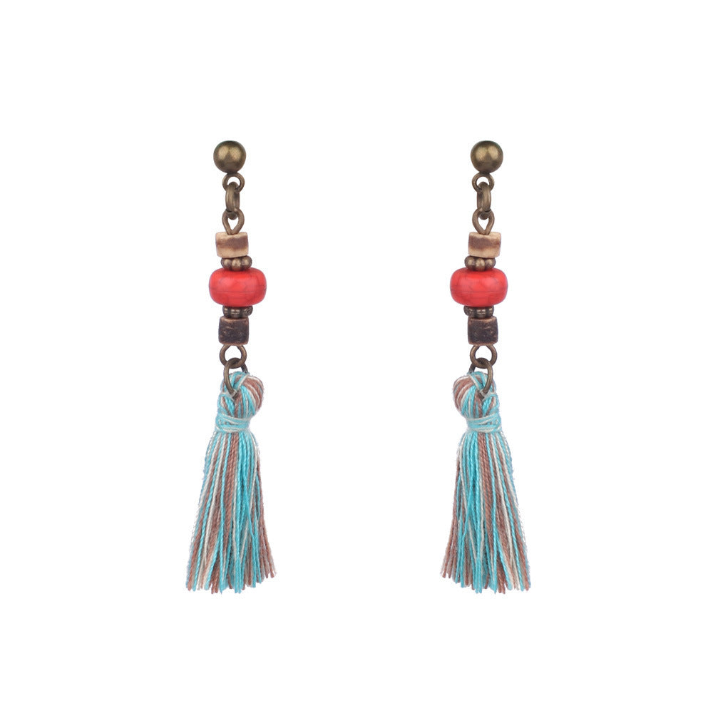 Geometric retro tassel openwork earrings