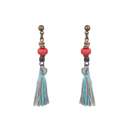 Geometric retro tassel openwork earrings