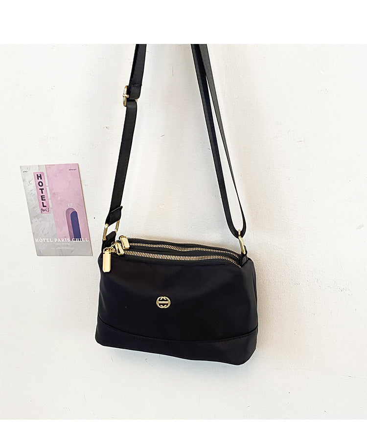 New Cross-Border Bag Simple Solid Color Nylon Cloth Bag Casual Simple Shoulder Bag Large Capacity Multi-Compartment Small Square Bag