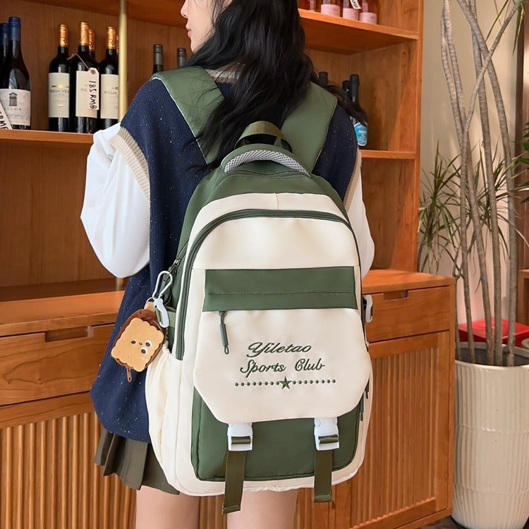 INS Japanese Style Workwear Style Schoolbag Female High School Student Junior High School Student Large Capacity Contrast Color Backpack Travel Backpack Male