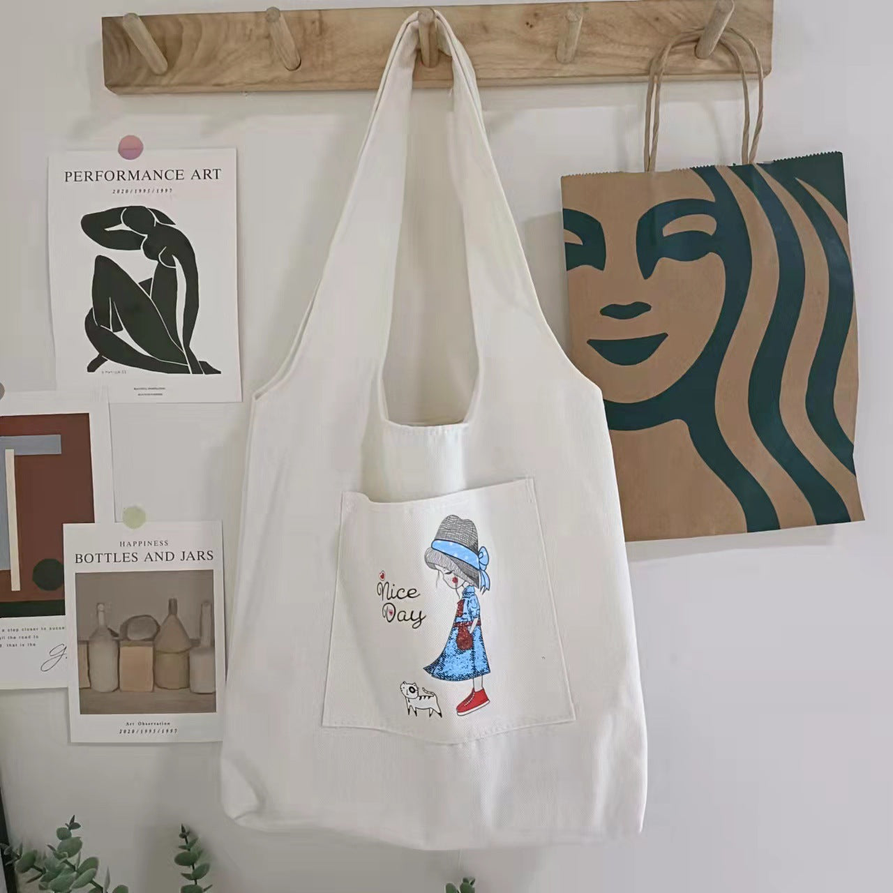 New Canvas Bag Women's Shoulder Japanese Cartoons Animation All-Match Harajuku Ulzzang College Students Bag Cloth Bag