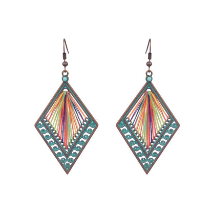 Geometric retro tassel openwork earrings